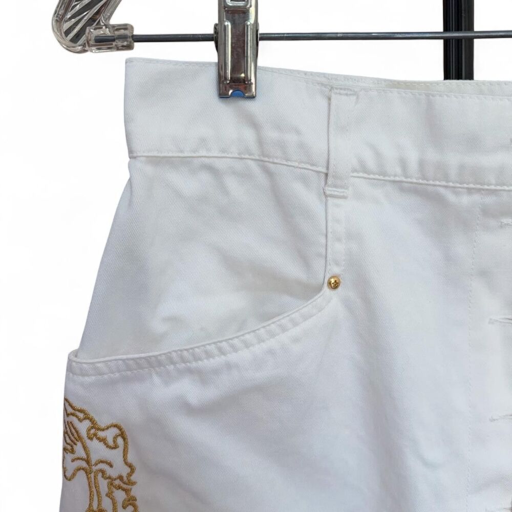 Vintage 90s MONDI Celestial Gold Sun Embroidered Skirt size 42/S - Picture 4 of 8